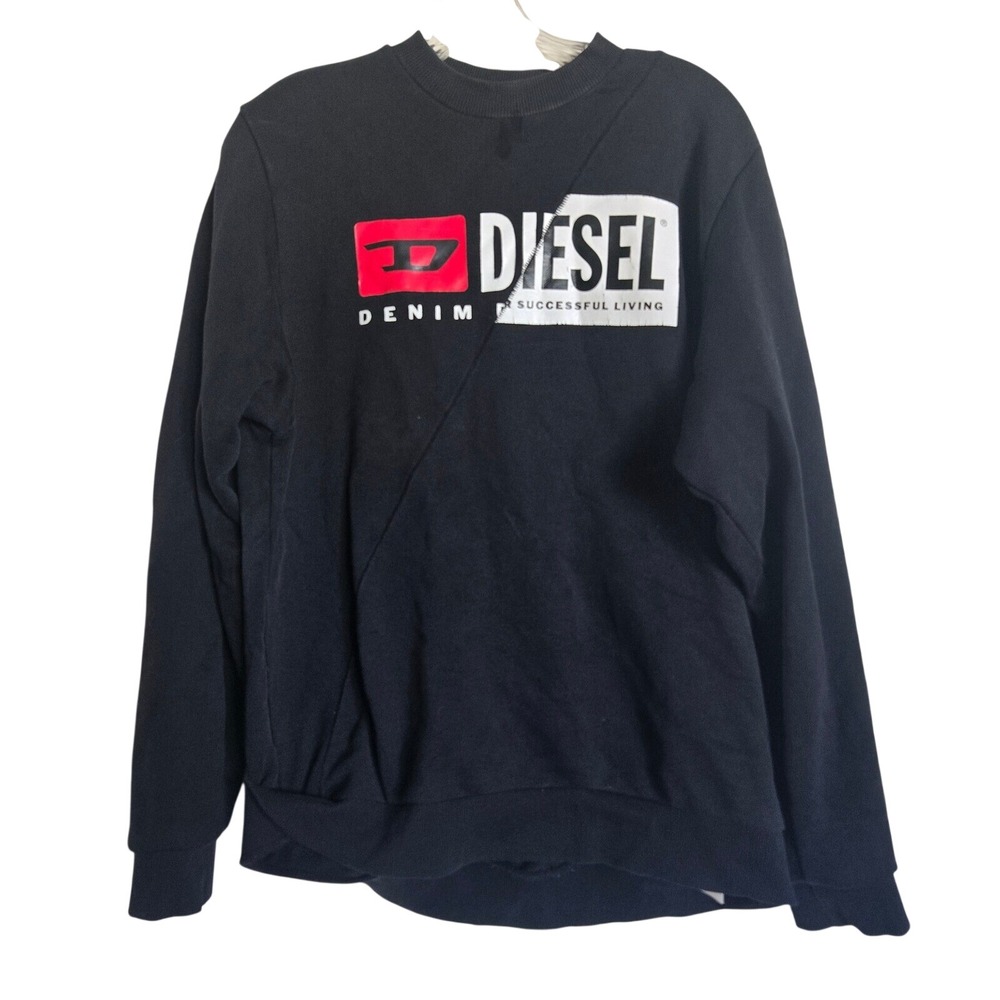 DIESEL M GIRK CITY Black Successful Living SWEATSHIRT Mens Pullover Sweater‎